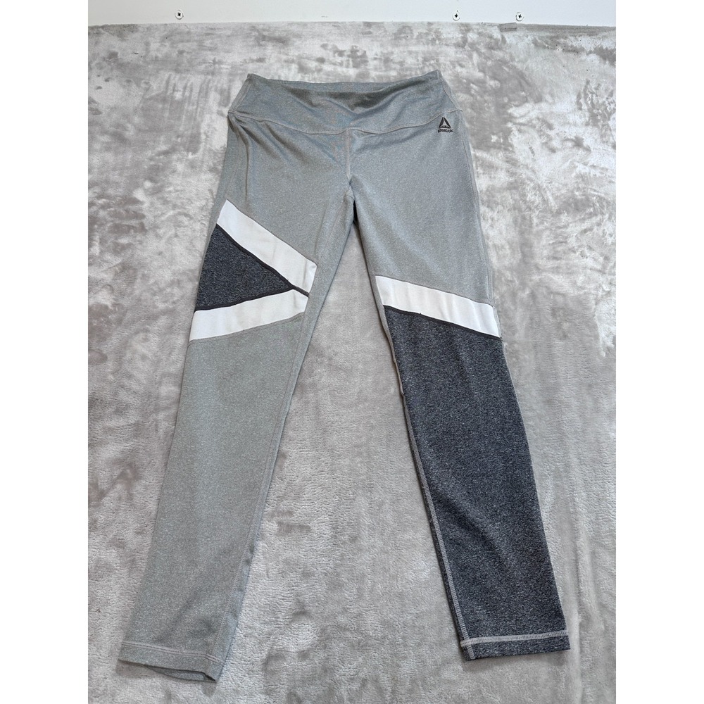 Reebok Activewear Leggings Womens Size Small Full Length Gray Colorblock EUC